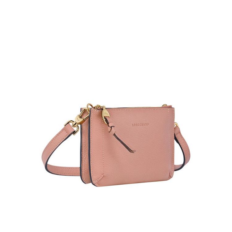 Portefeuille Zippé Longchamp Pouch Cuir Rose | 62784-NVWF