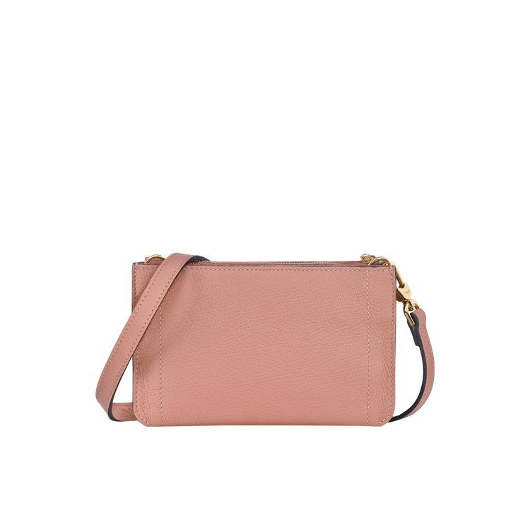 Portefeuille Zippé Longchamp Pouch Cuir Rose | 62784-NVWF