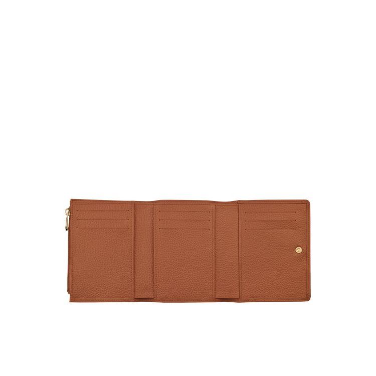 Portefeuilles Longchamp Caramel Cuir Marron | 56903-IEOH