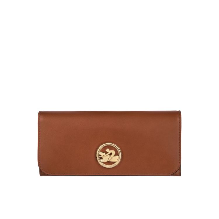 Portefeuilles Longchamp Long Continental Cuir Marron | 37249-YQFZ