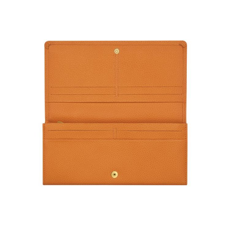 Portefeuilles Longchamp Long Continental Saffron Cuir Orange | 91620-IVQG