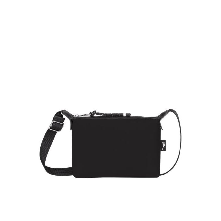 Sac Mini Longchamp Pouch Recycled canvas Noir | 62439-OXGJ