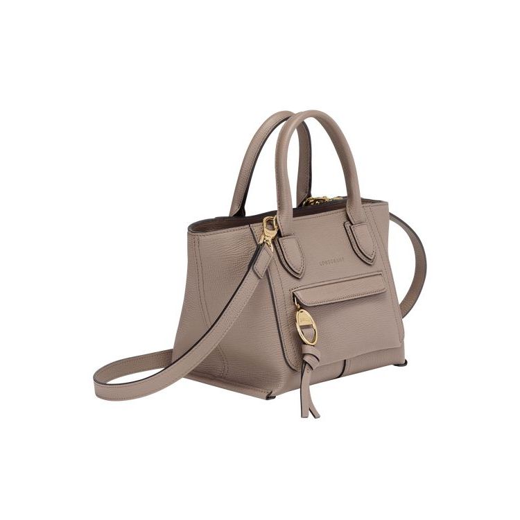 Sac Mini Longchamp S Cuir Grise Marron | 63529-NUPK