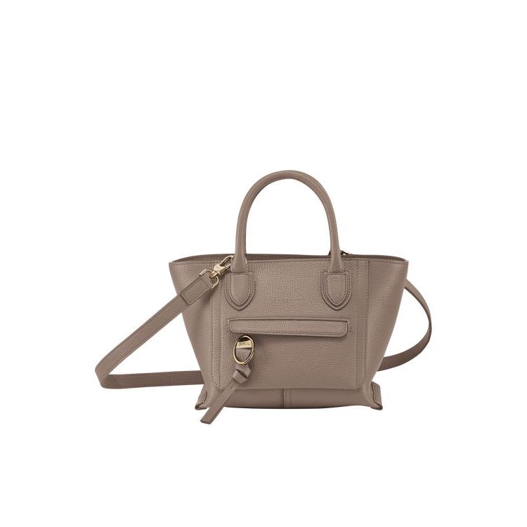 Sac Mini Longchamp S Cuir Grise Marron | 63529-NUPK