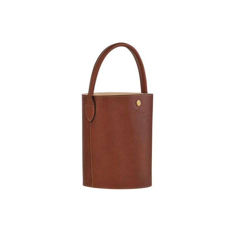 Sac À Main Longchamp Bucket Cuir Marron | 74620-NACP