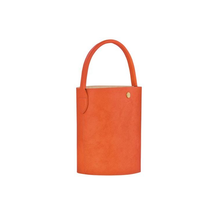 Sac À Main Longchamp Bucket Cuir Orange | 57290-YJZH