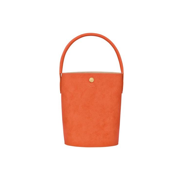 Sac À Main Longchamp Bucket Cuir Orange | 57290-YJZH