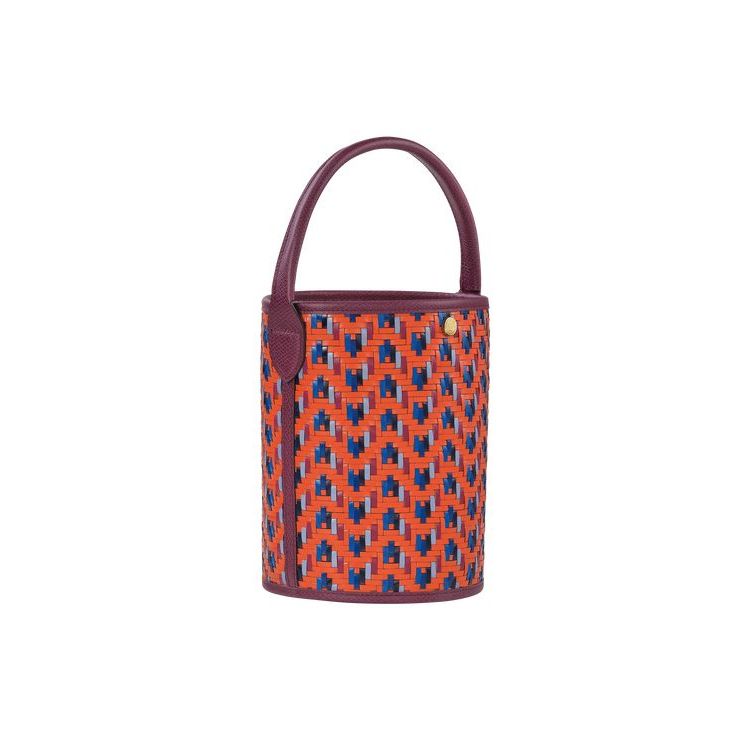 Sac À Main Longchamp Bucket Cuir Orange | 73512-JNPA