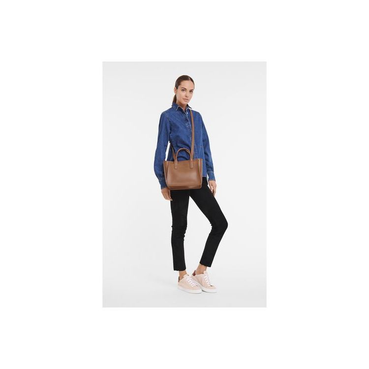 Sac À Main Longchamp Caramel Cuir Marron | 17463-TCQP