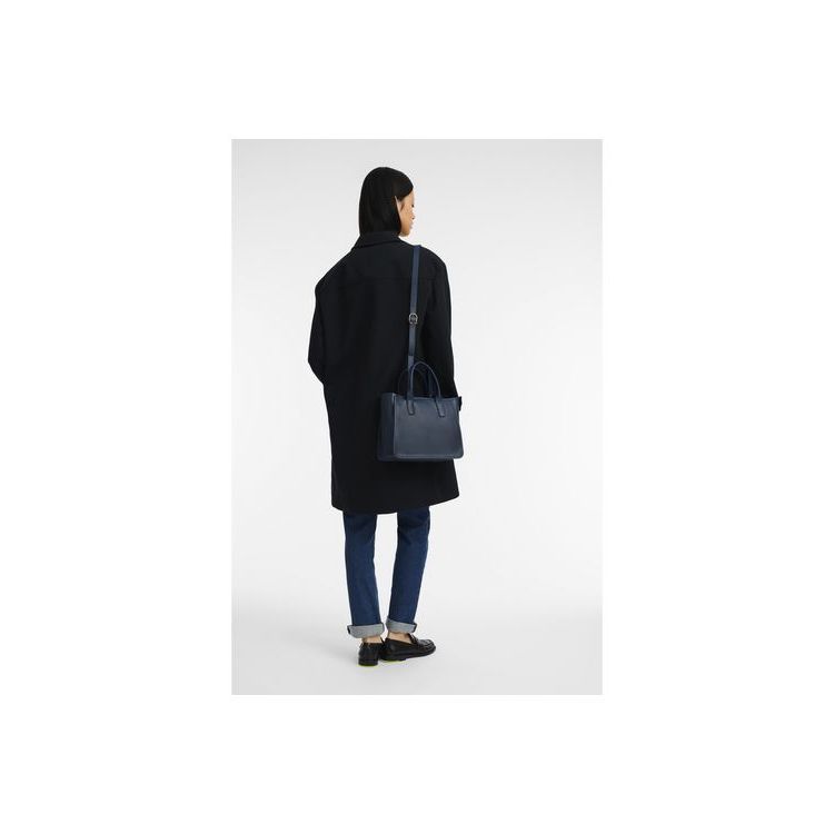 Sac À Main Longchamp Cuir Bleu Marine | 95180-MAGI