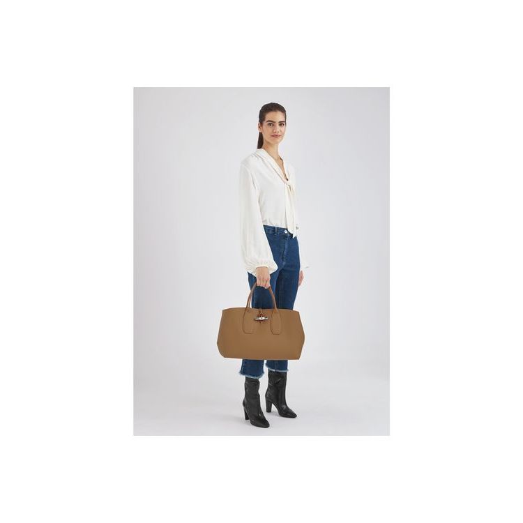 Sac À Main Longchamp L Cuir Beige | 07654-PWZO