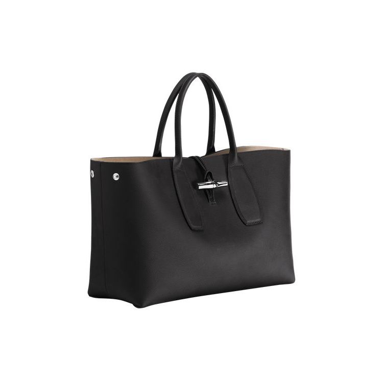 Sac À Main Longchamp L Cuir Noir | 38274-JKTQ