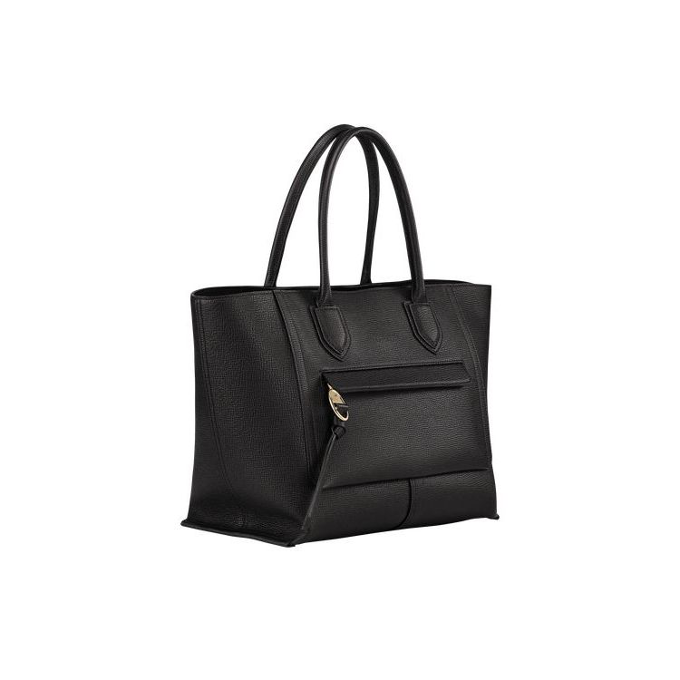 Sac À Main Longchamp L Cuir Noir | 95613-WJXZ