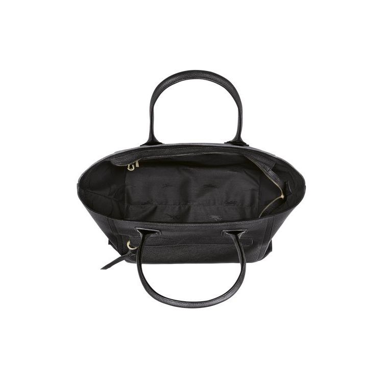 Sac À Main Longchamp L Cuir Noir | 95613-WJXZ