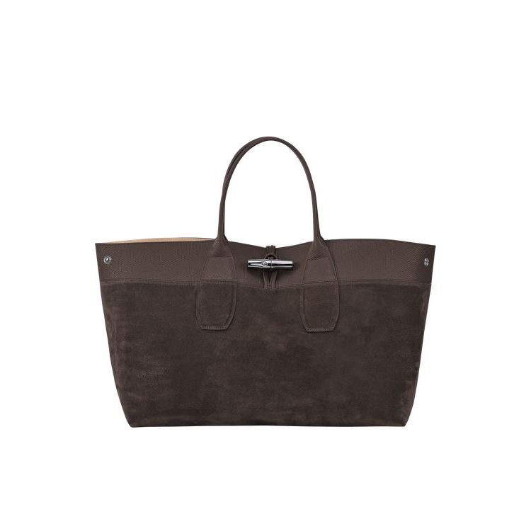 Sac À Main Longchamp L Ebony Cuir Cafe | 34015-TBIV