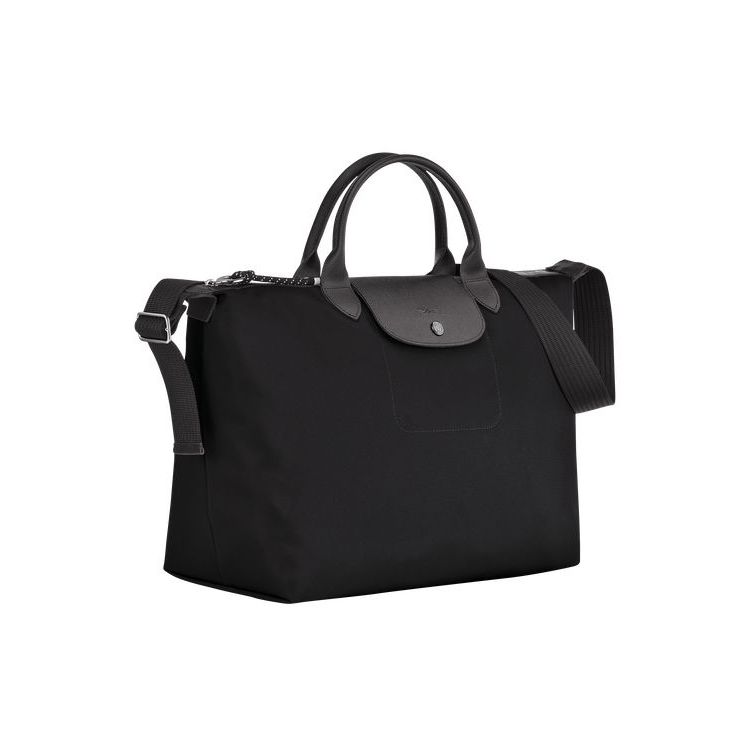 Sac À Main Longchamp L Recycled canvas Noir | 21470-VOQT