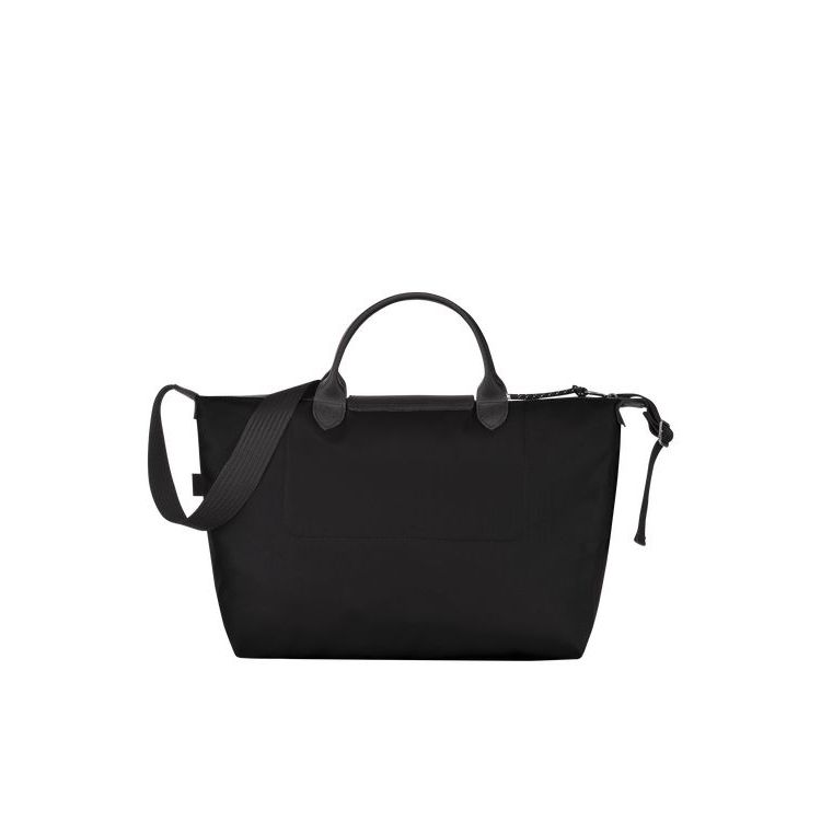 Sac À Main Longchamp L Recycled canvas Noir | 21470-VOQT