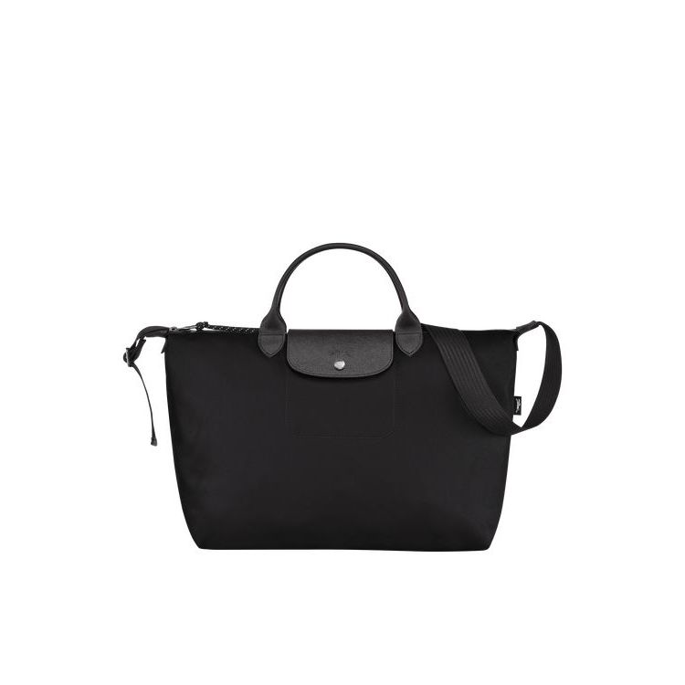 Sac À Main Longchamp L Recycled canvas Noir | 21470-VOQT