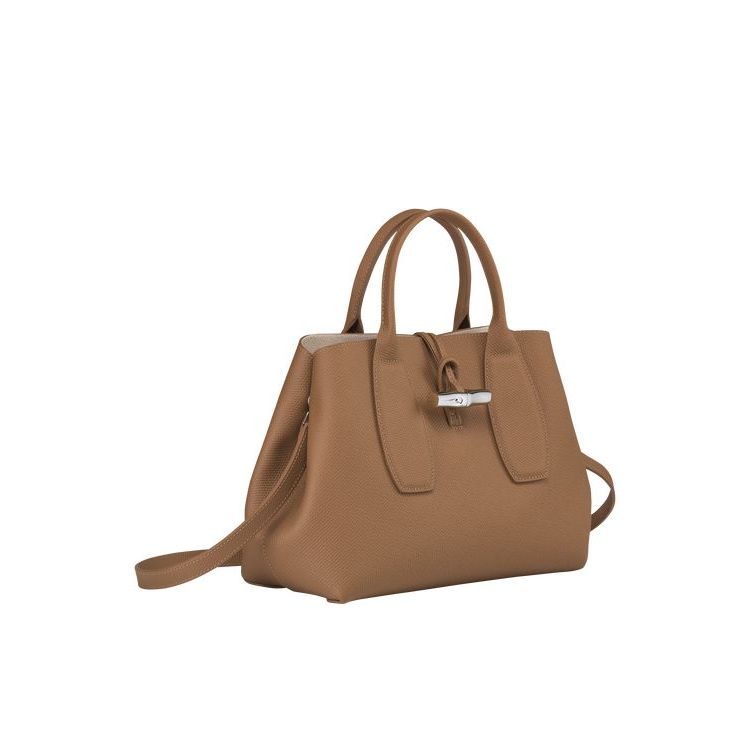 Sac À Main Longchamp M Cuir Beige | 94138-FKLB