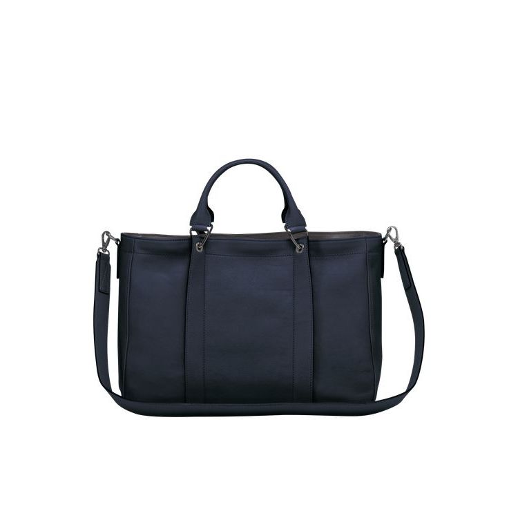 Sac À Main Longchamp M Cuir Bleu | 49071-QERI