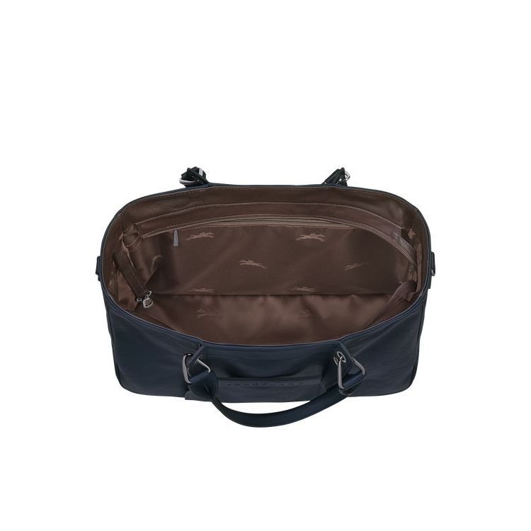 Sac À Main Longchamp M Cuir Bleu | 49071-QERI