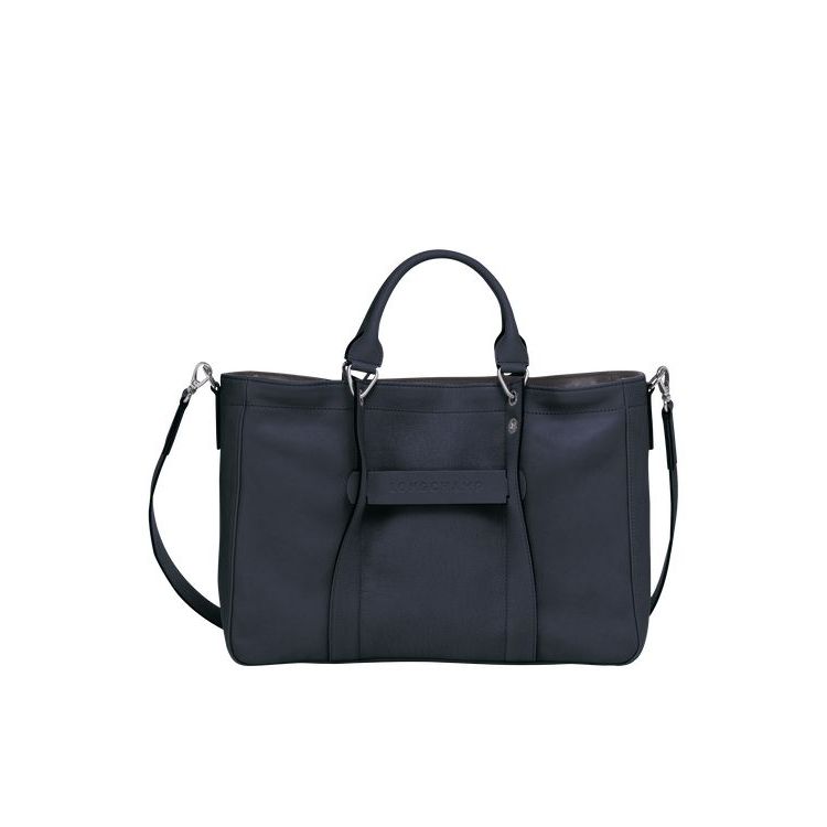 Sac À Main Longchamp M Cuir Bleu | 49071-QERI