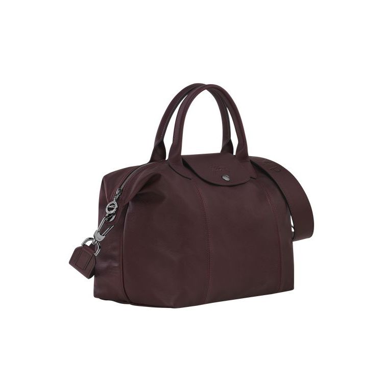 Sac À Main Longchamp M Cuir Bordeaux | 28961-EXNT