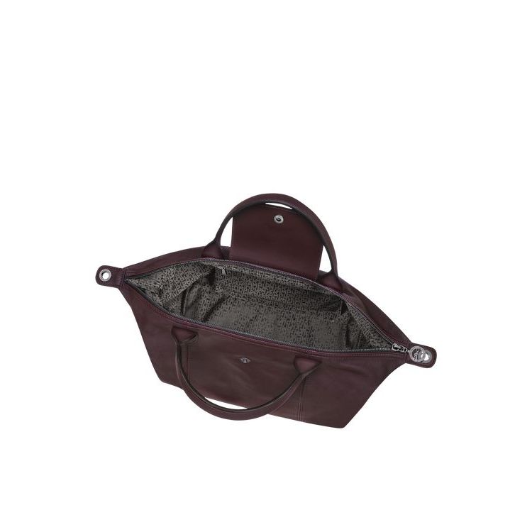 Sac À Main Longchamp M Cuir Bordeaux | 28961-EXNT