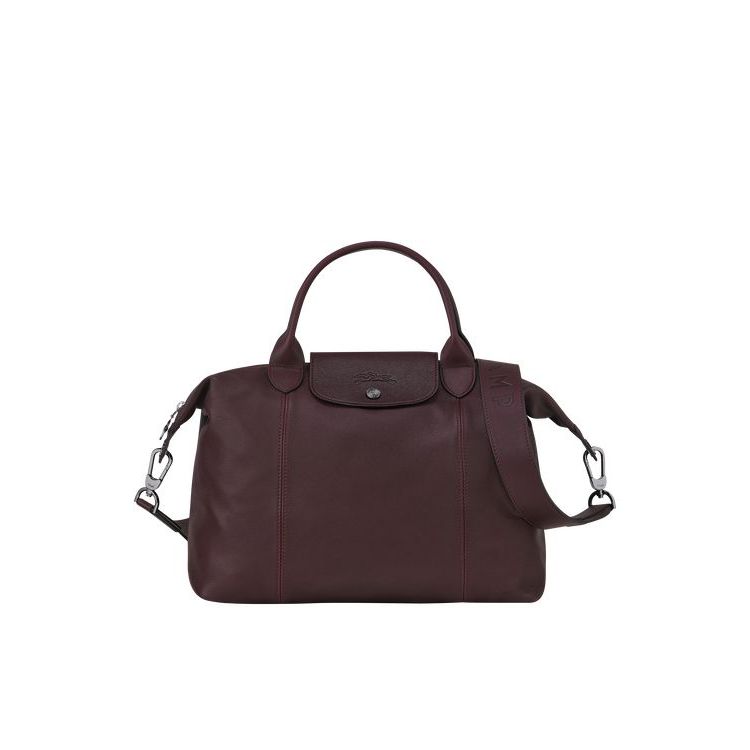 Sac À Main Longchamp M Cuir Bordeaux | 92634-GMXS