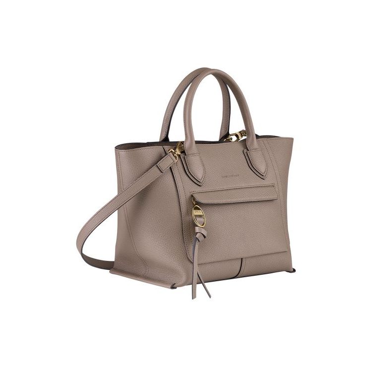 Sac À Main Longchamp M Cuir Grise Marron | 49158-JBFQ