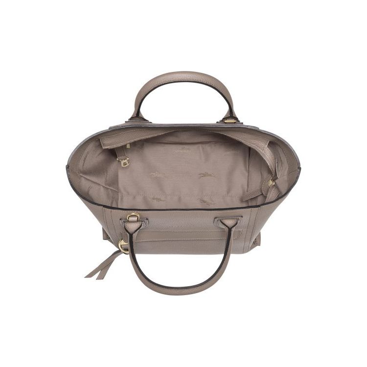 Sac À Main Longchamp M Cuir Grise Marron | 49158-JBFQ