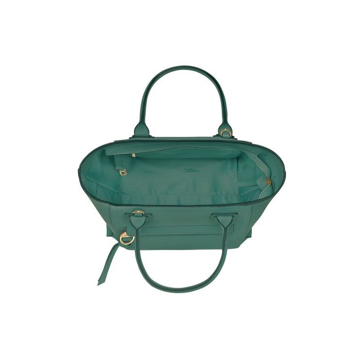 Sac À Main Longchamp M Cuir Grise Vert | 29635-FYWP