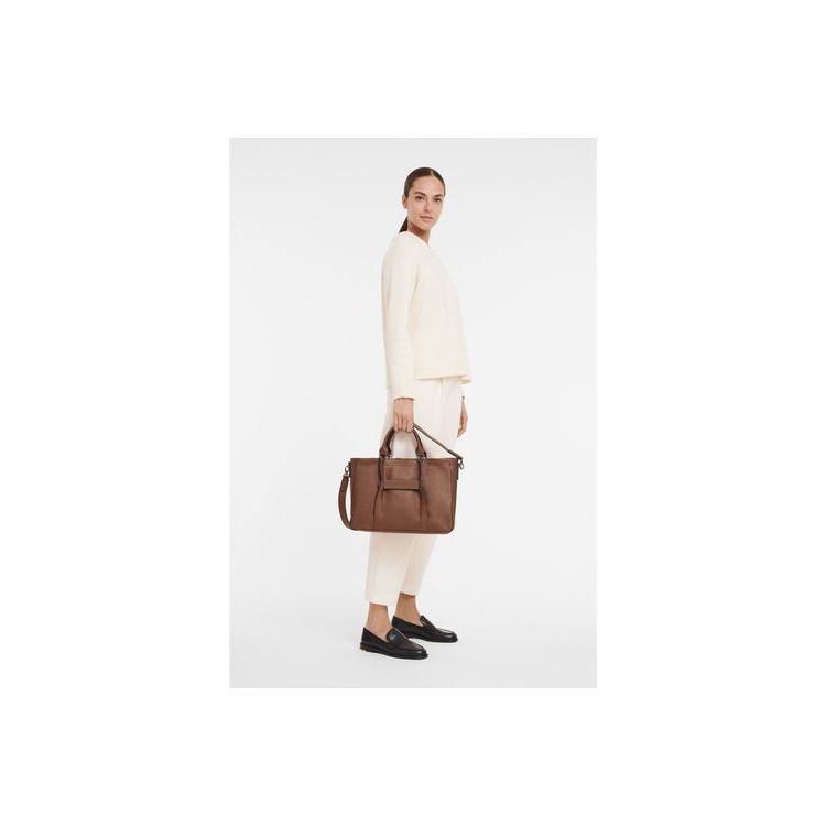 Sac À Main Longchamp M Cuir Marron | 35687-KLMI