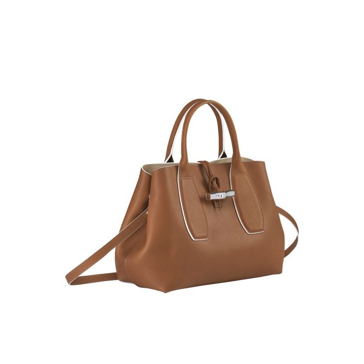 Sac À Main Longchamp M Cuir Marron | 75189-PTWL