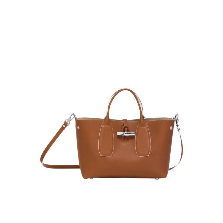 Sac À Main Longchamp M Cuir Marron | 75189-PTWL