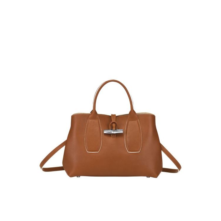 Sac À Main Longchamp M Cuir Marron | 75189-PTWL