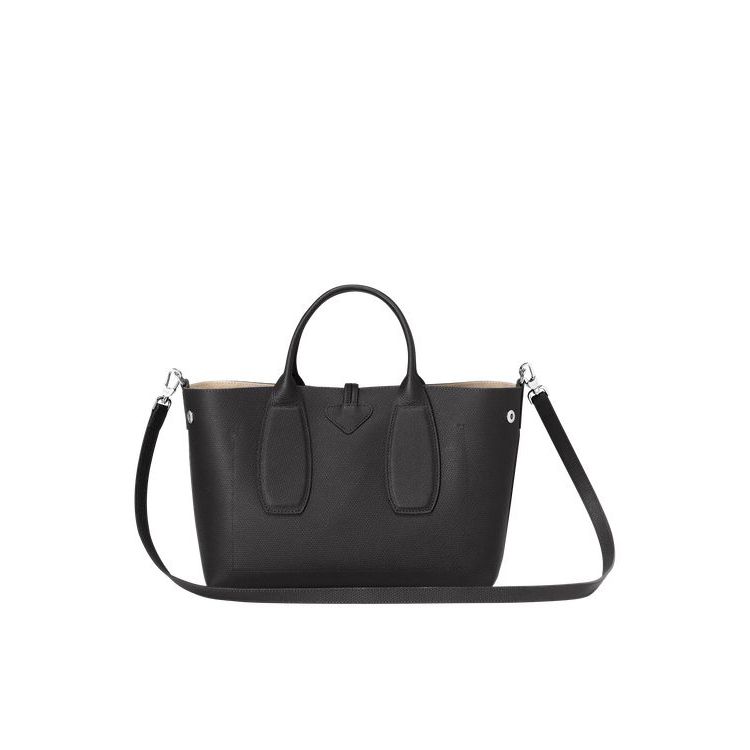 Sac À Main Longchamp M Cuir Noir | 45638-HJCT