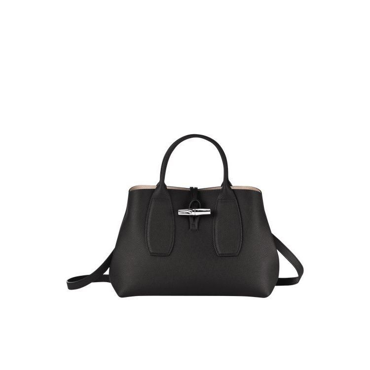 Sac À Main Longchamp M Cuir Noir | 45638-HJCT