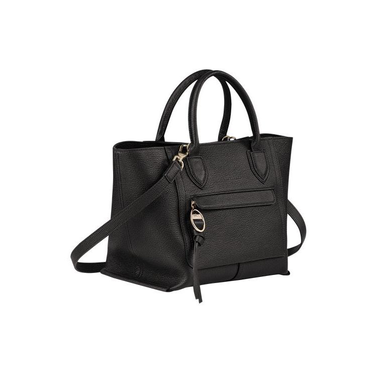 Sac À Main Longchamp M Cuir Noir | 75016-VWXB