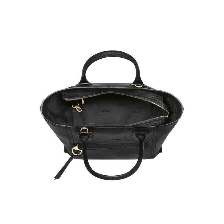 Sac À Main Longchamp M Cuir Noir | 75016-VWXB