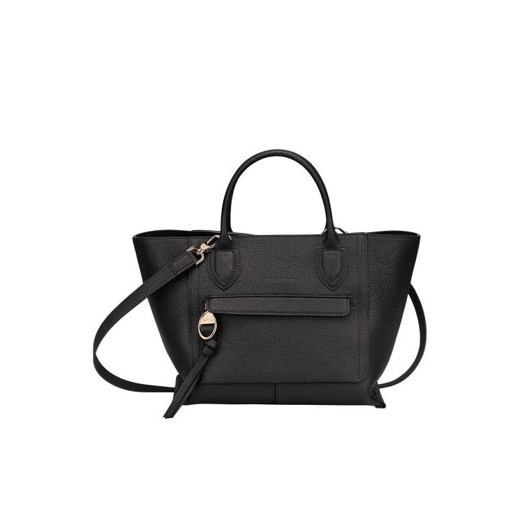 Sac À Main Longchamp M Cuir Noir | 75016-VWXB