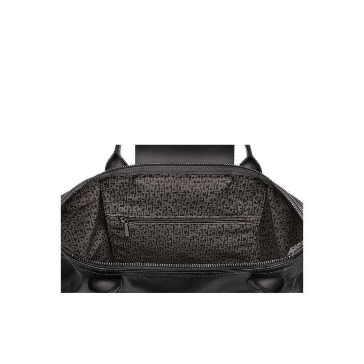 Sac À Main Longchamp M Cuir Noir | 76320-TSIY