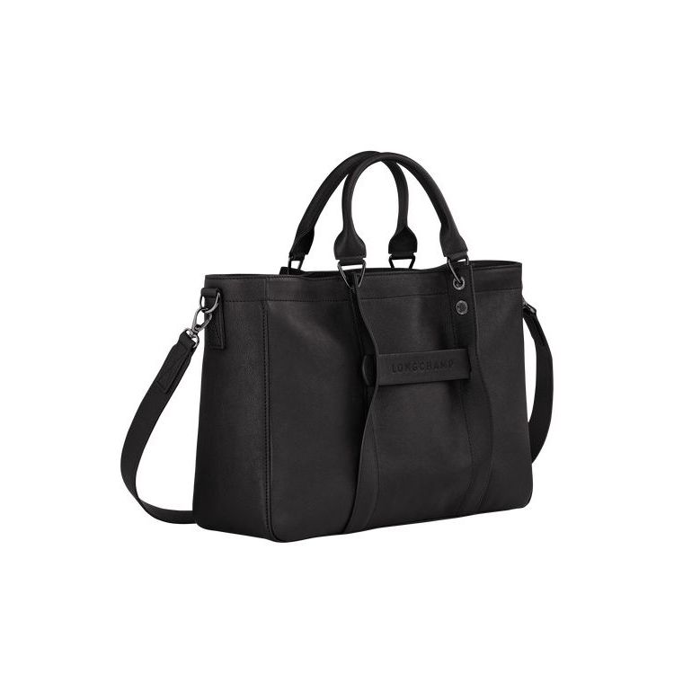 Sac À Main Longchamp M Cuir Noir | 79401-DTHU