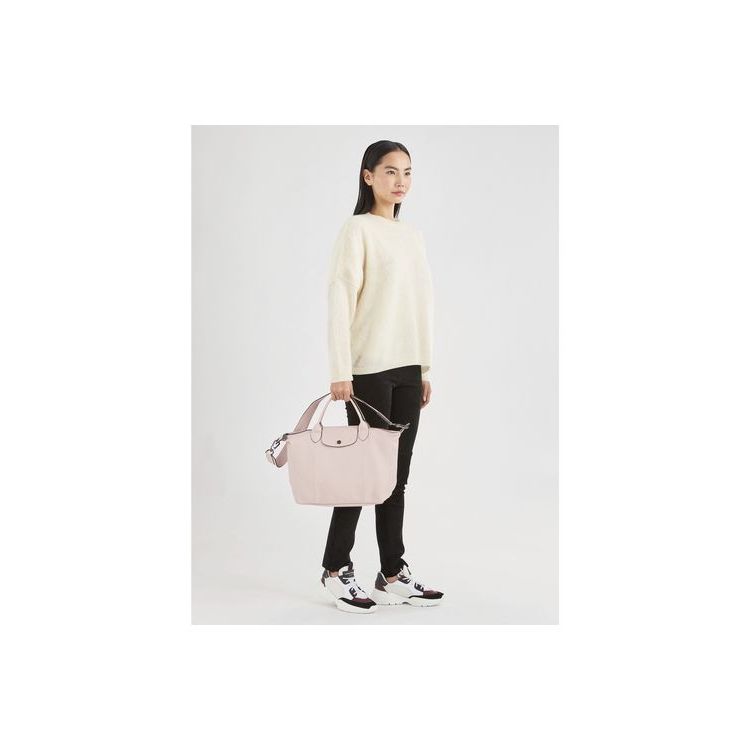 Sac À Main Longchamp M Cuir Rose | 65834-TYBQ