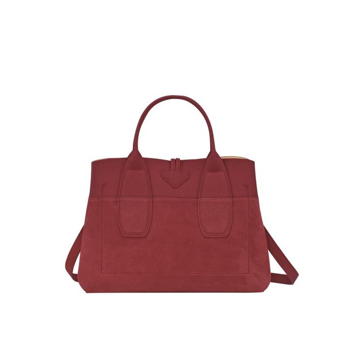 Sac À Main Longchamp M Cuir Rouge | 05187-JUTI