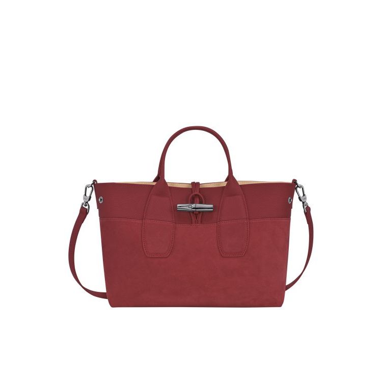 Sac À Main Longchamp M Cuir Rouge | 05187-JUTI