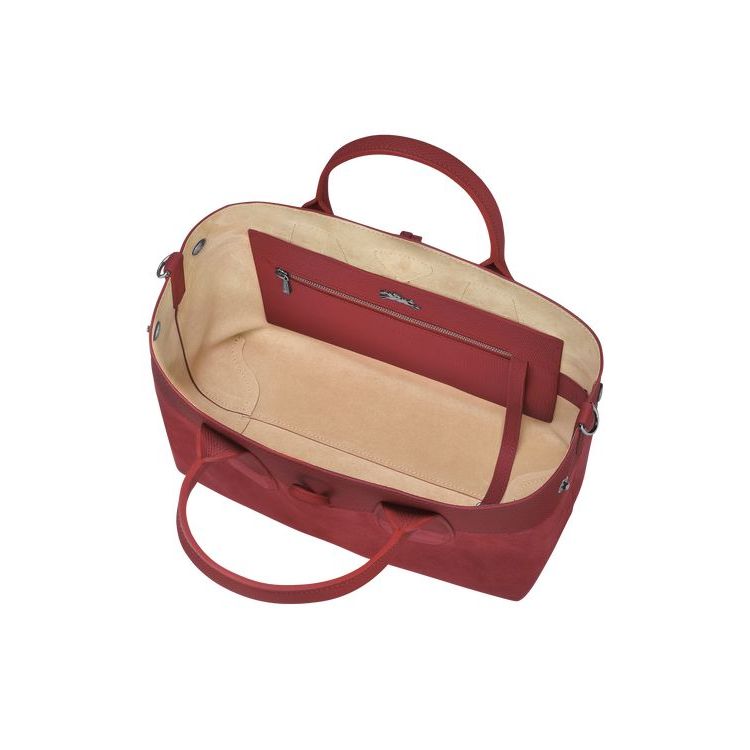 Sac À Main Longchamp M Cuir Rouge | 05187-JUTI