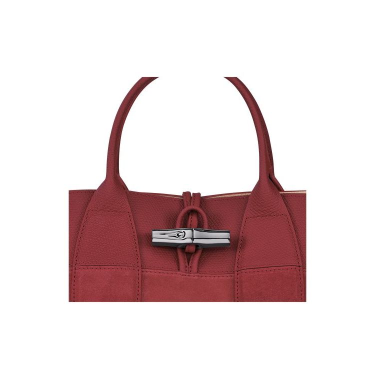 Sac À Main Longchamp M Cuir Rouge | 05187-JUTI