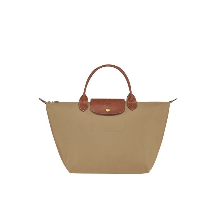 Sac À Main Longchamp M Desert Recycled canvas Kaki | 27068-YOXJ