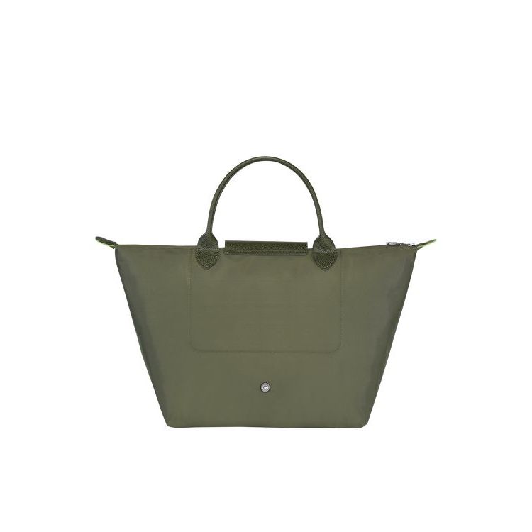 Sac À Main Longchamp M Forest Recycled canvas Vert | 98156-SLVN